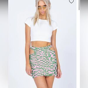 PRINCESS POLLY Syrah Wrap Mesh Mini Skirt Green